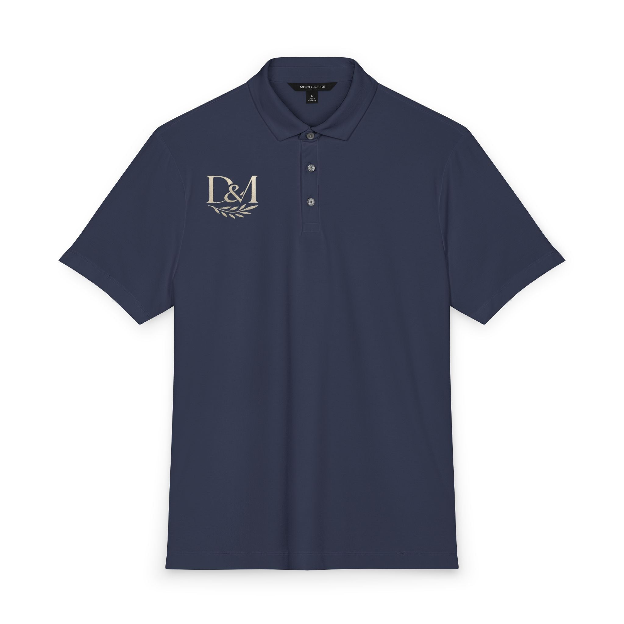 Men's White Stretch Jersey Polo with Gold Laurel Monogram