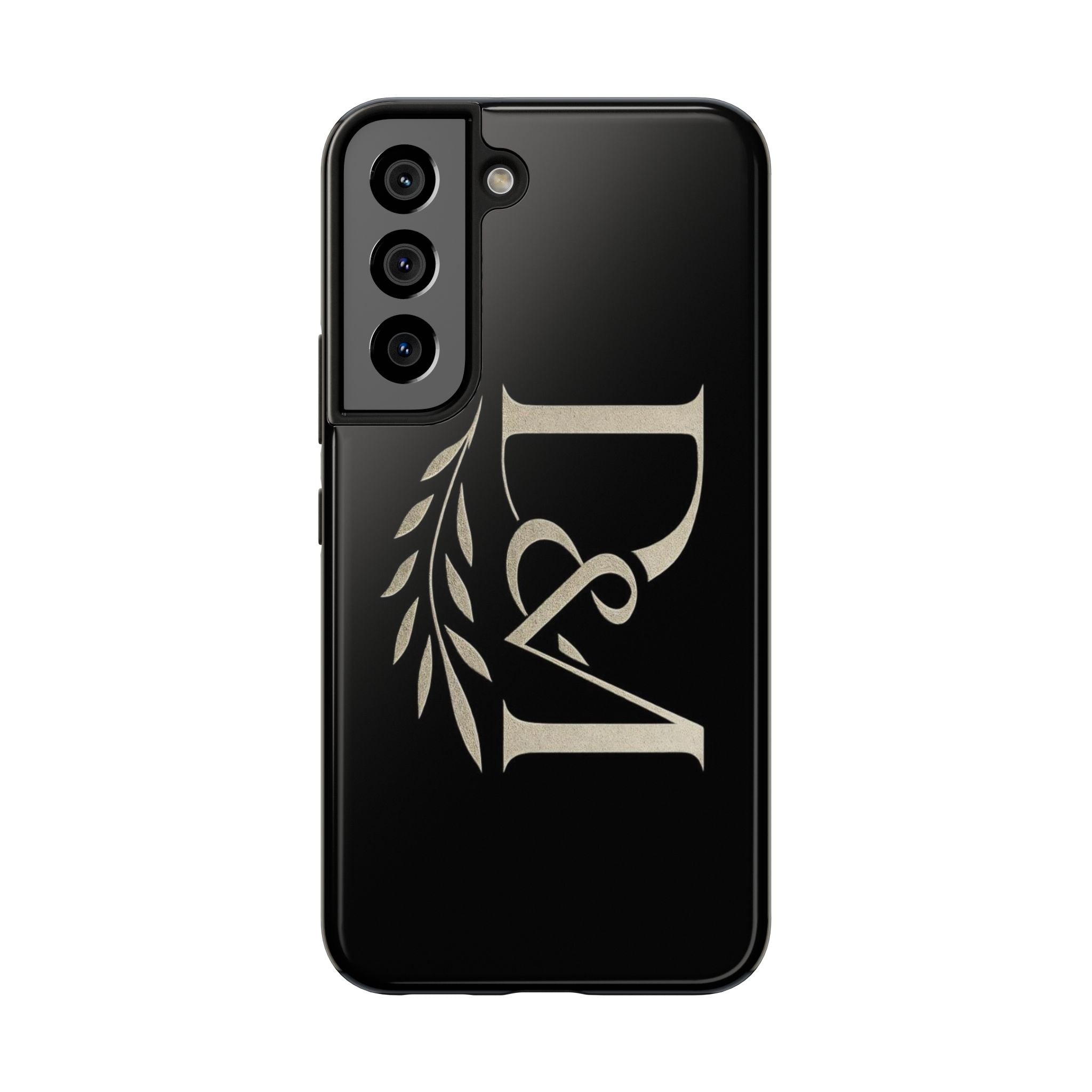 Monogram D&A Tough Phone Case — Elegant Black Initials with Laurel Accent
