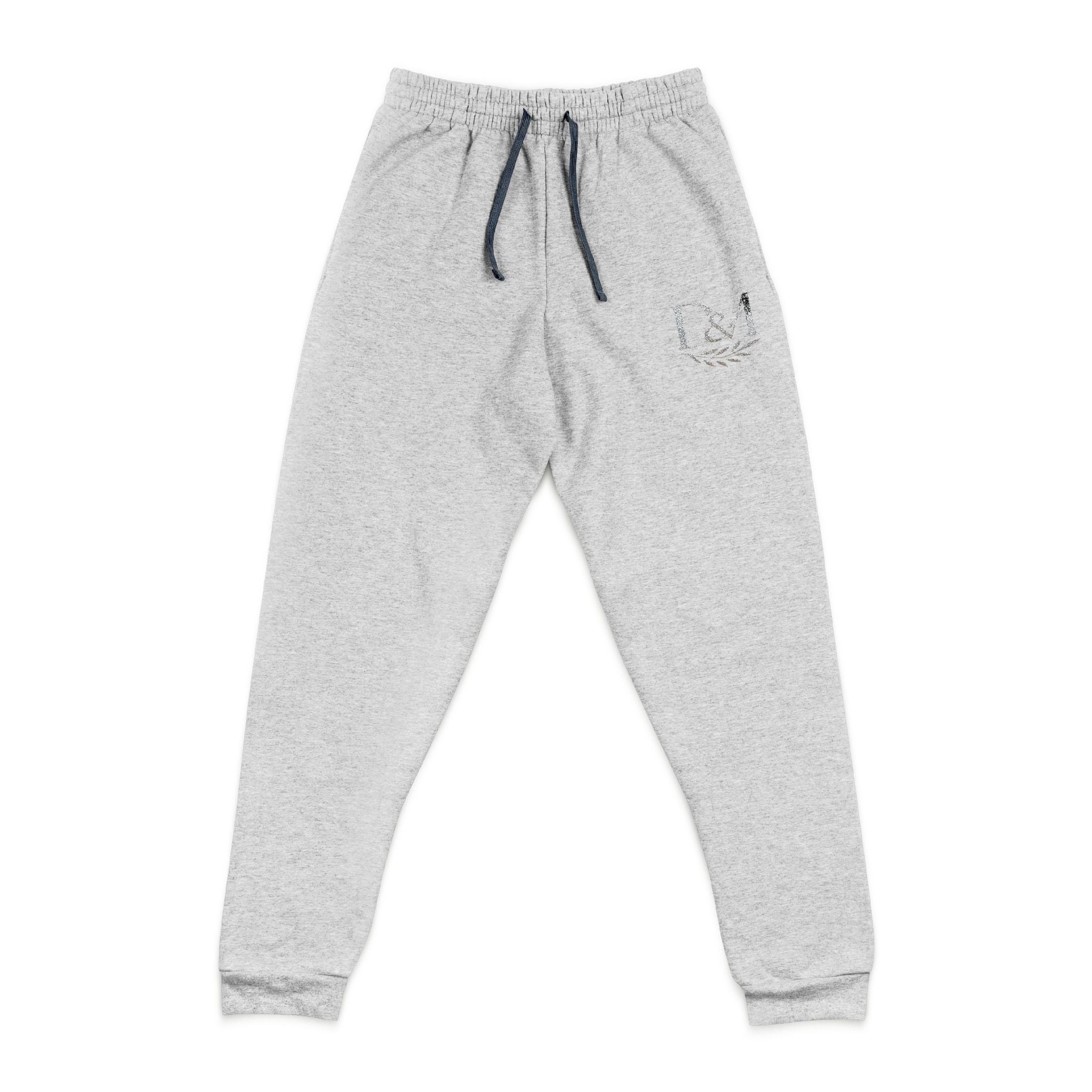 Embroidered Crown Joggers — Cozy Charcoal Sweatpants with Small Chest Crest