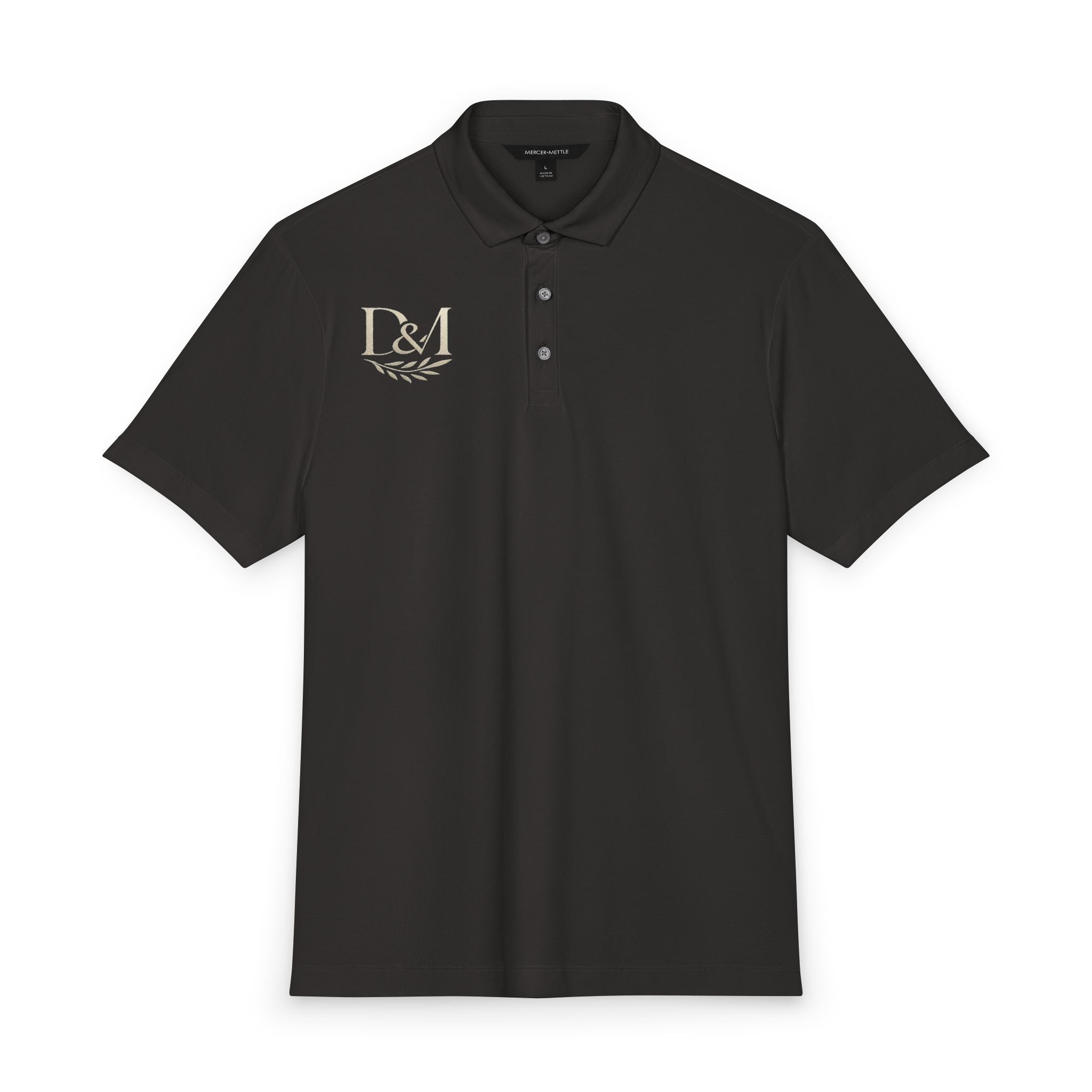 Men's White Stretch Jersey Polo with Gold Laurel Monogram