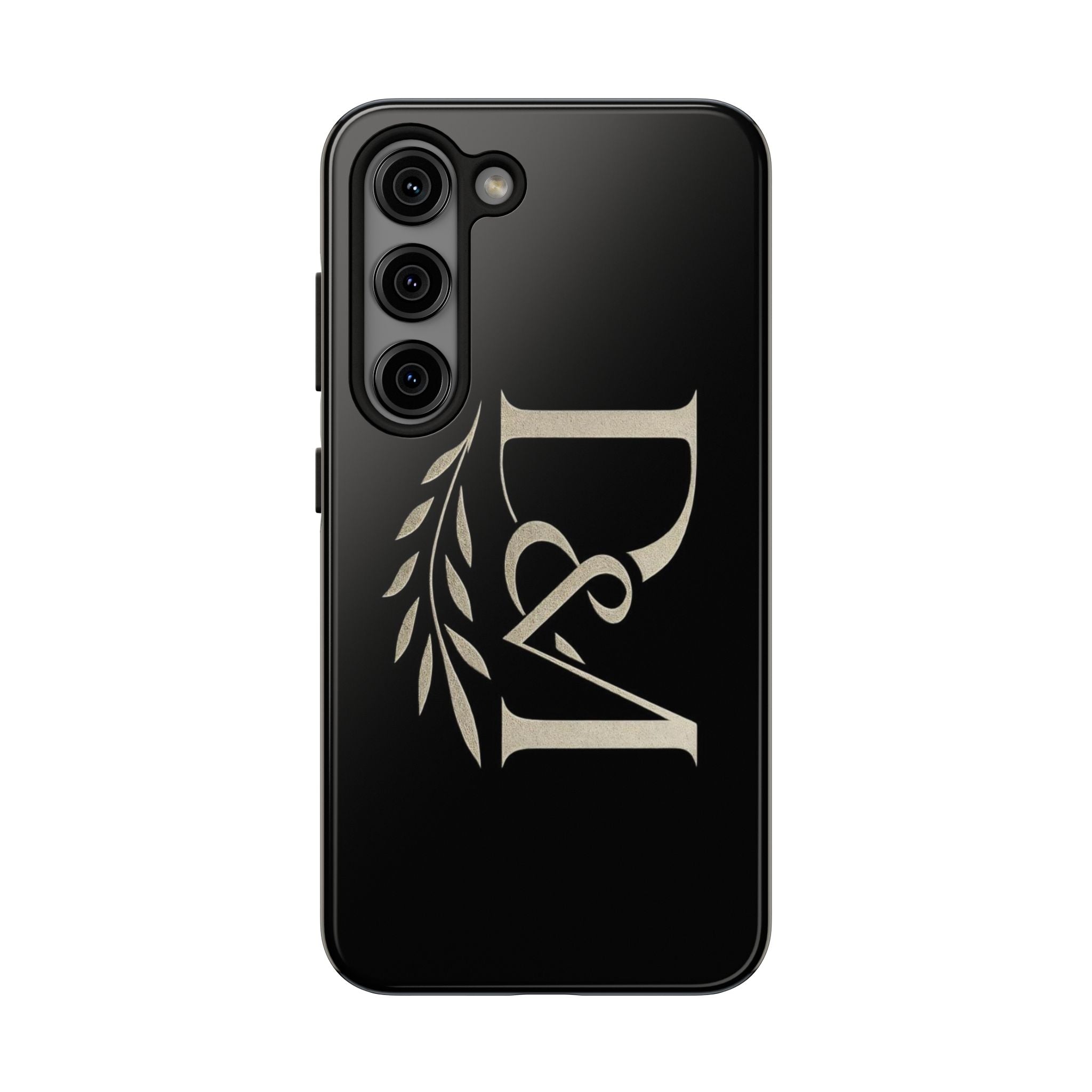 Monogram D&A Tough Phone Case — Elegant Black Initials with Laurel Accent