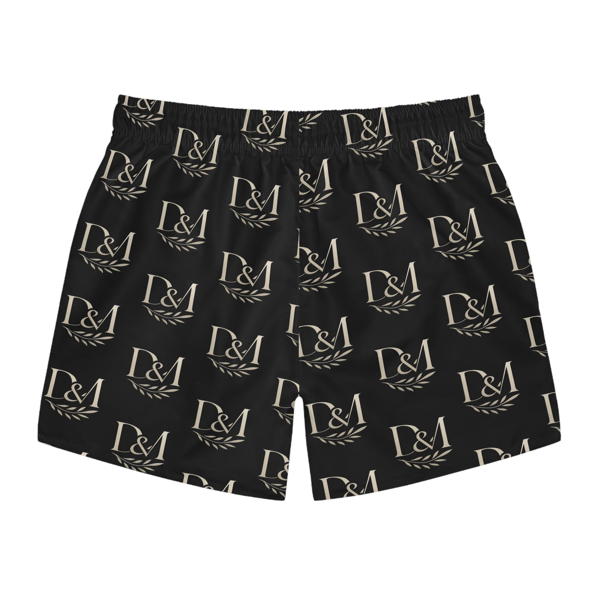 Monogram Black Swim Trunks – Classic Laurel Pattern