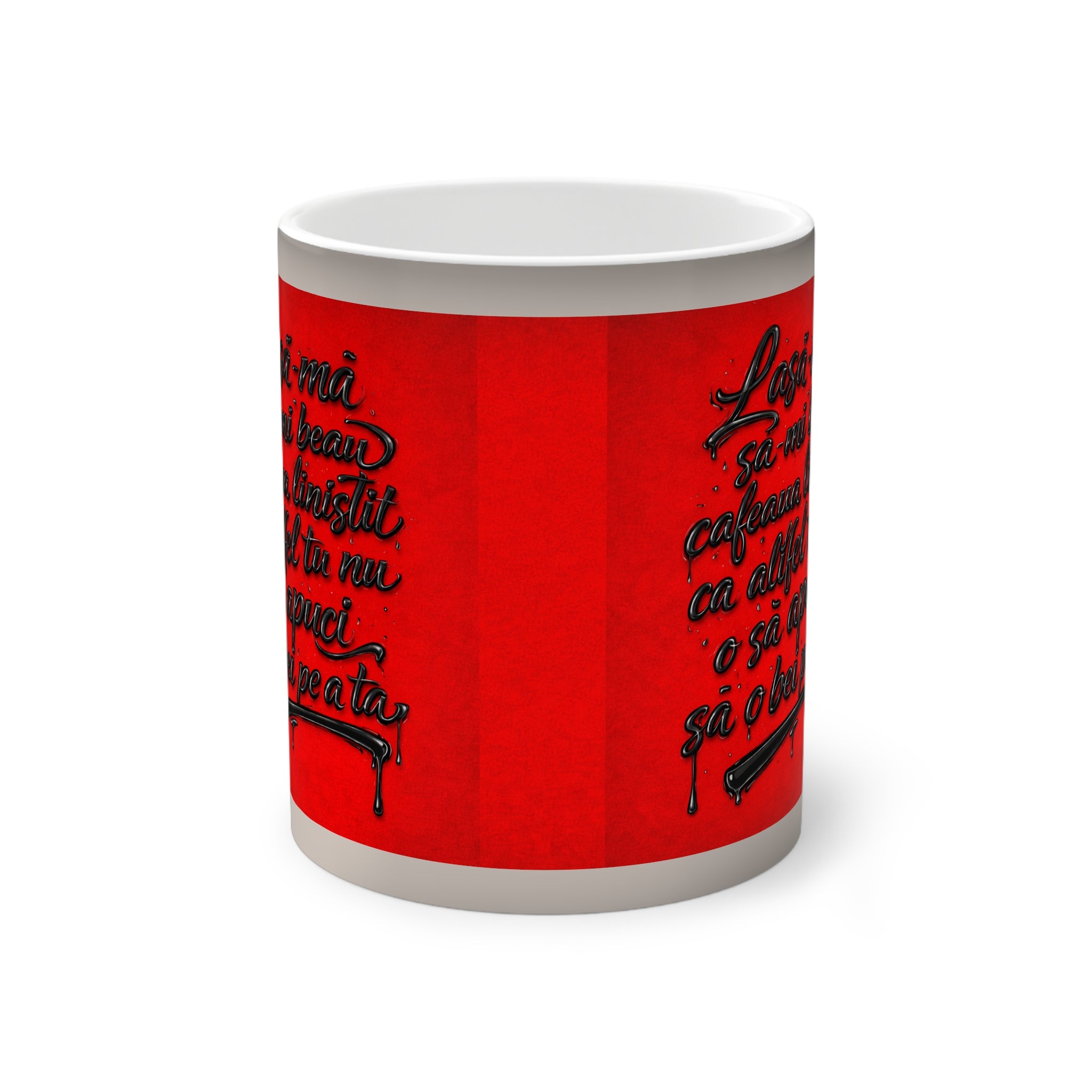 Color-Changing Mug — Gothic Red Handwritten Quote Heat Reveal, 11 oz