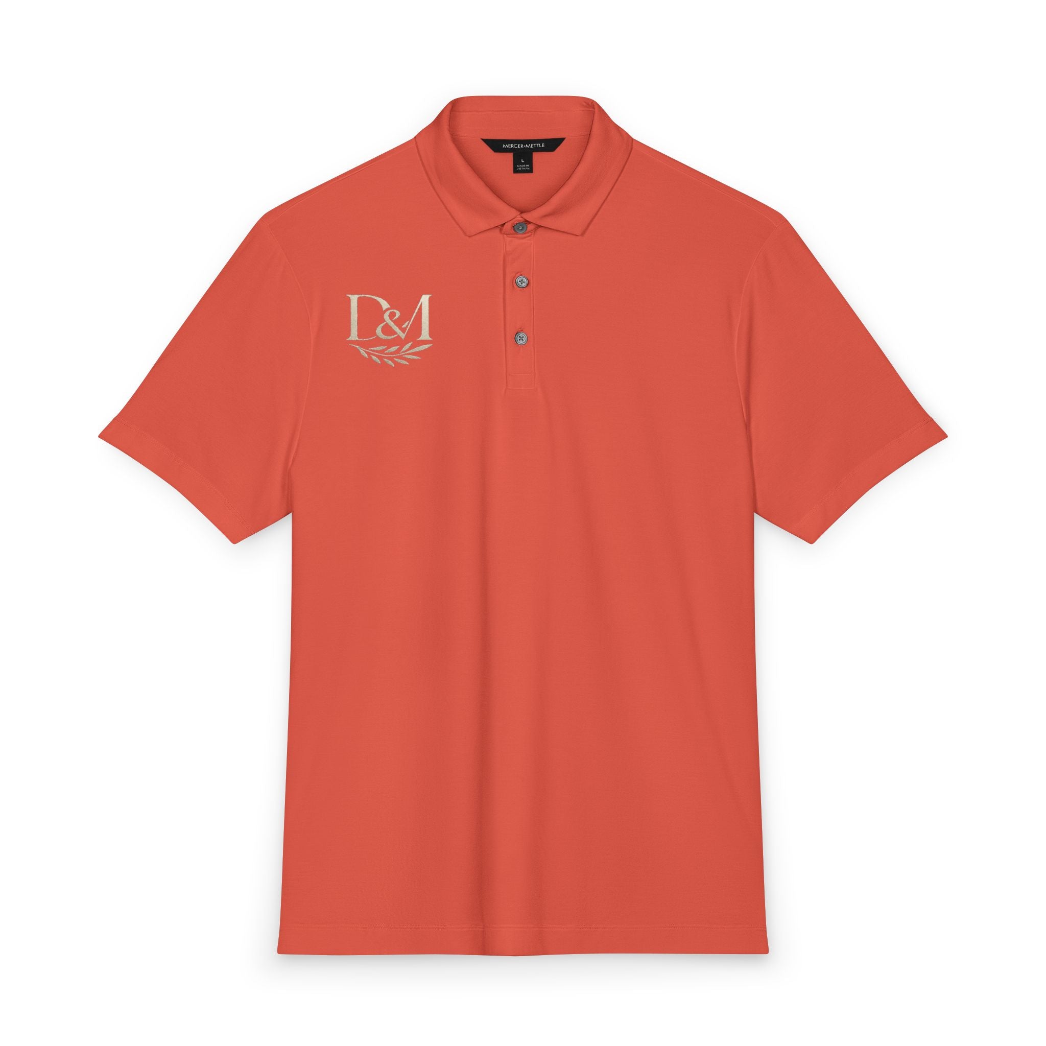 Men's White Stretch Jersey Polo with Gold Laurel Monogram