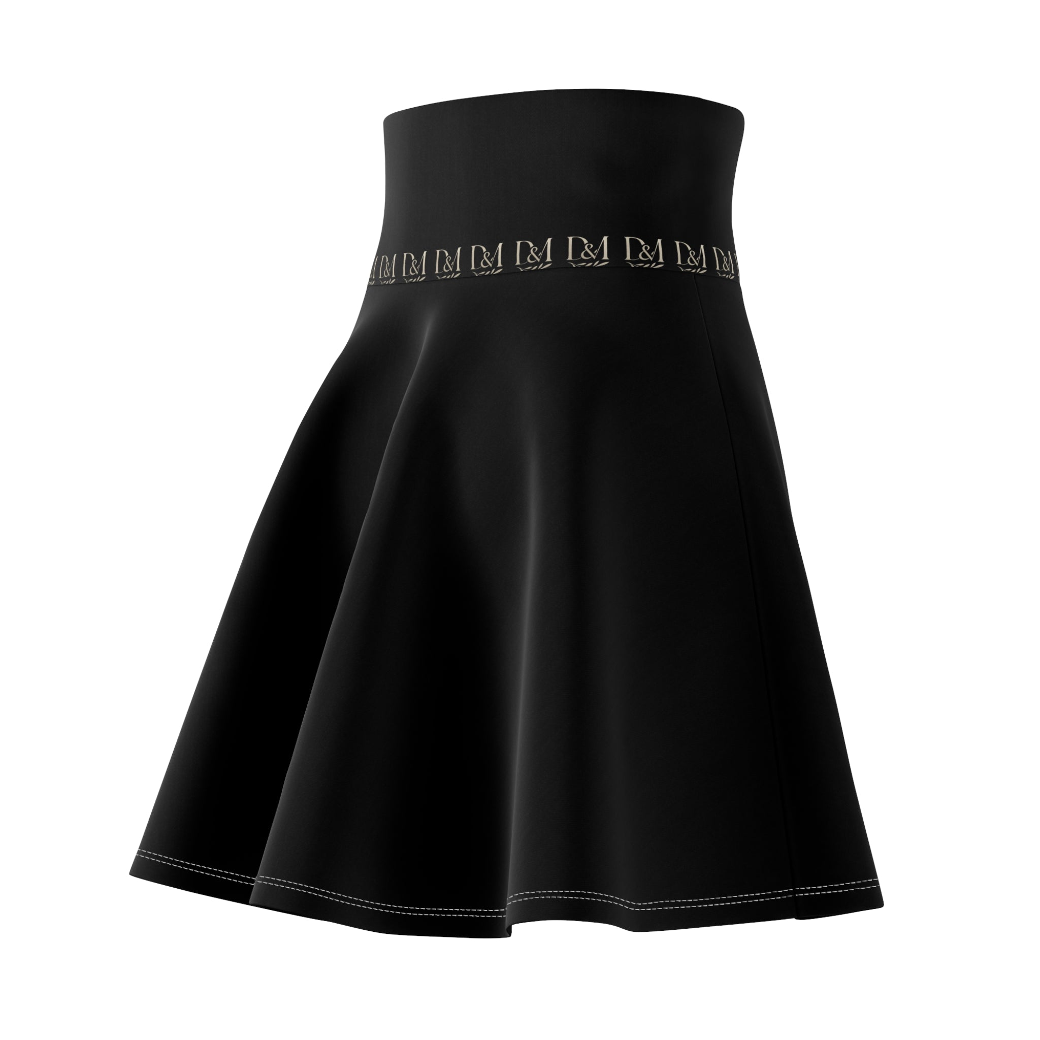 Monogram D&M Black Skater Skirt — Classic High-Waist Logo Waistband