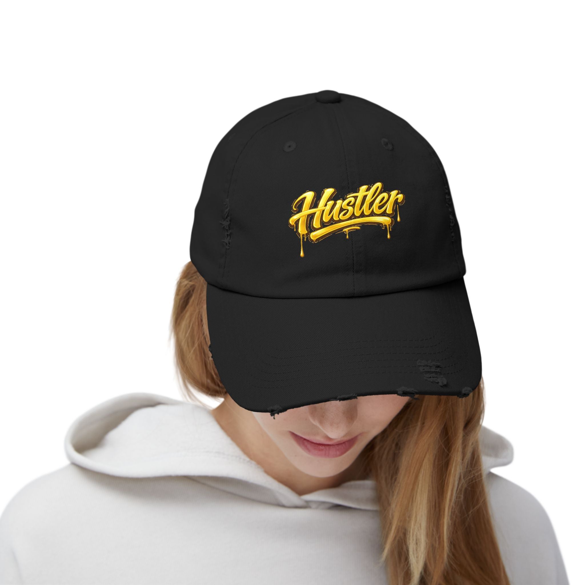 Hustler Distressed Baseball Cap — Vintage Streetwear Dad Hat