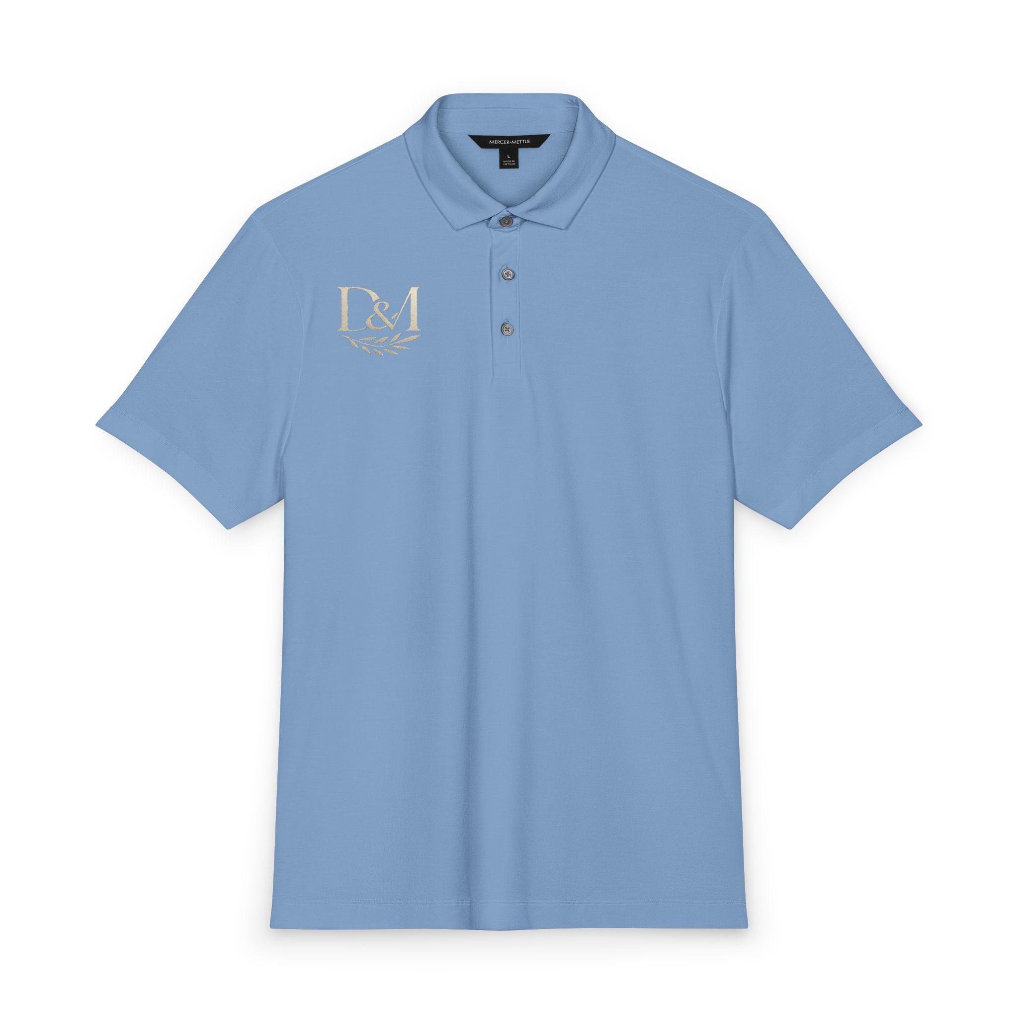 Men's White Stretch Jersey Polo with Gold Laurel Monogram