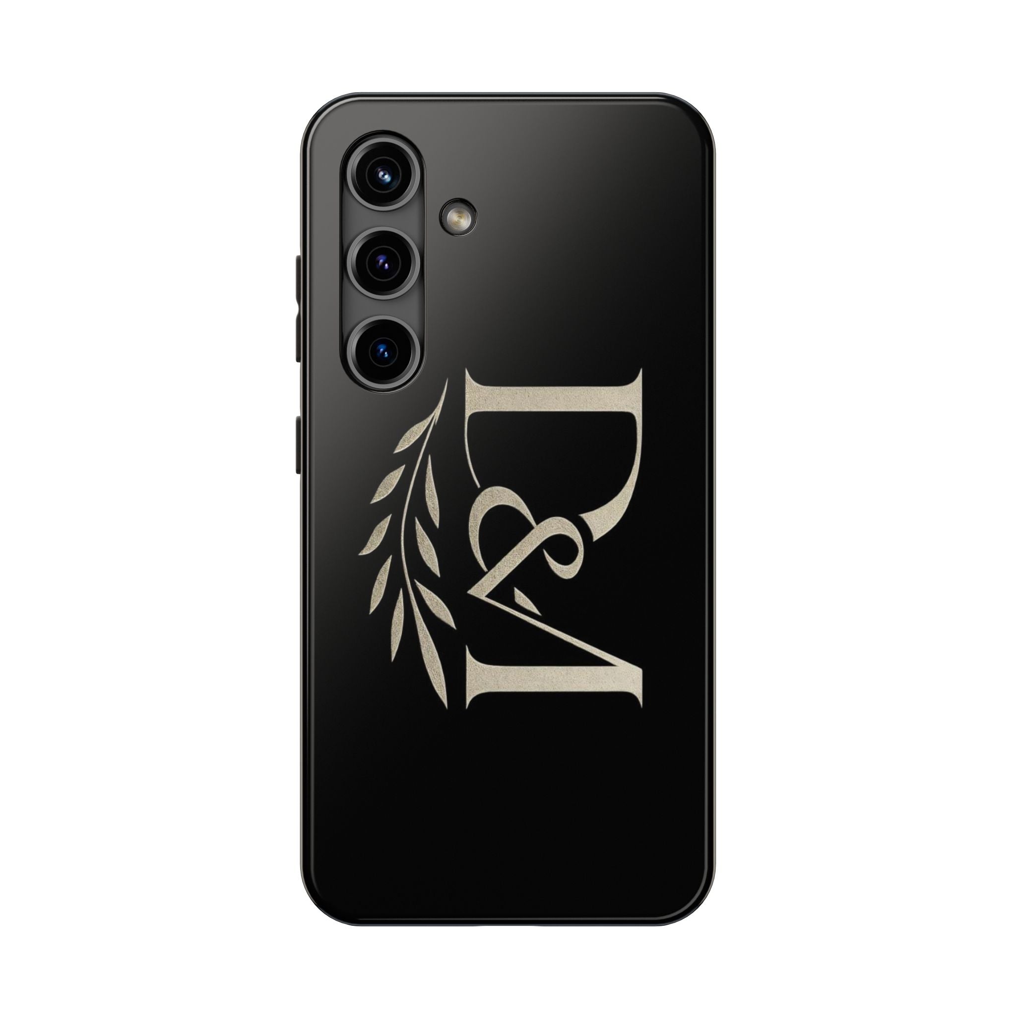 Monogram D&A Tough Phone Case — Elegant Black Initials with Laurel Accent