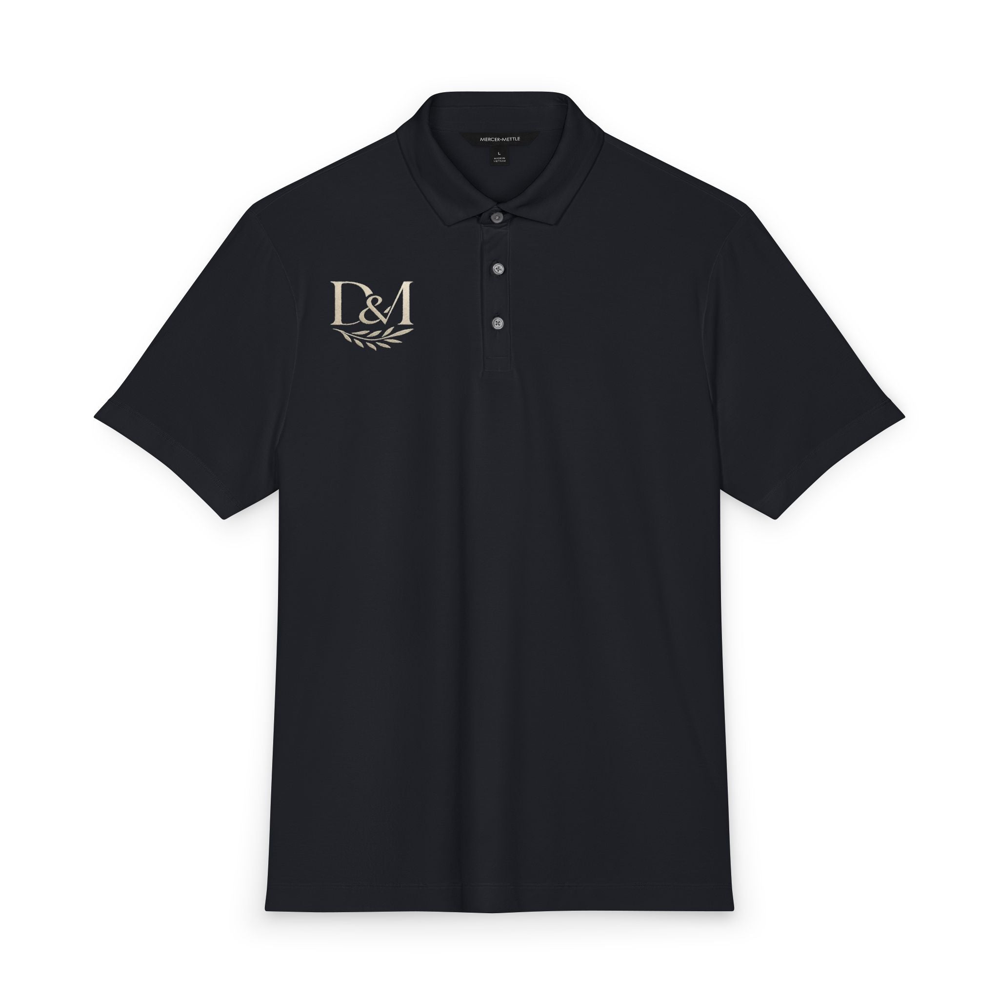 Men's White Stretch Jersey Polo with Gold Laurel Monogram