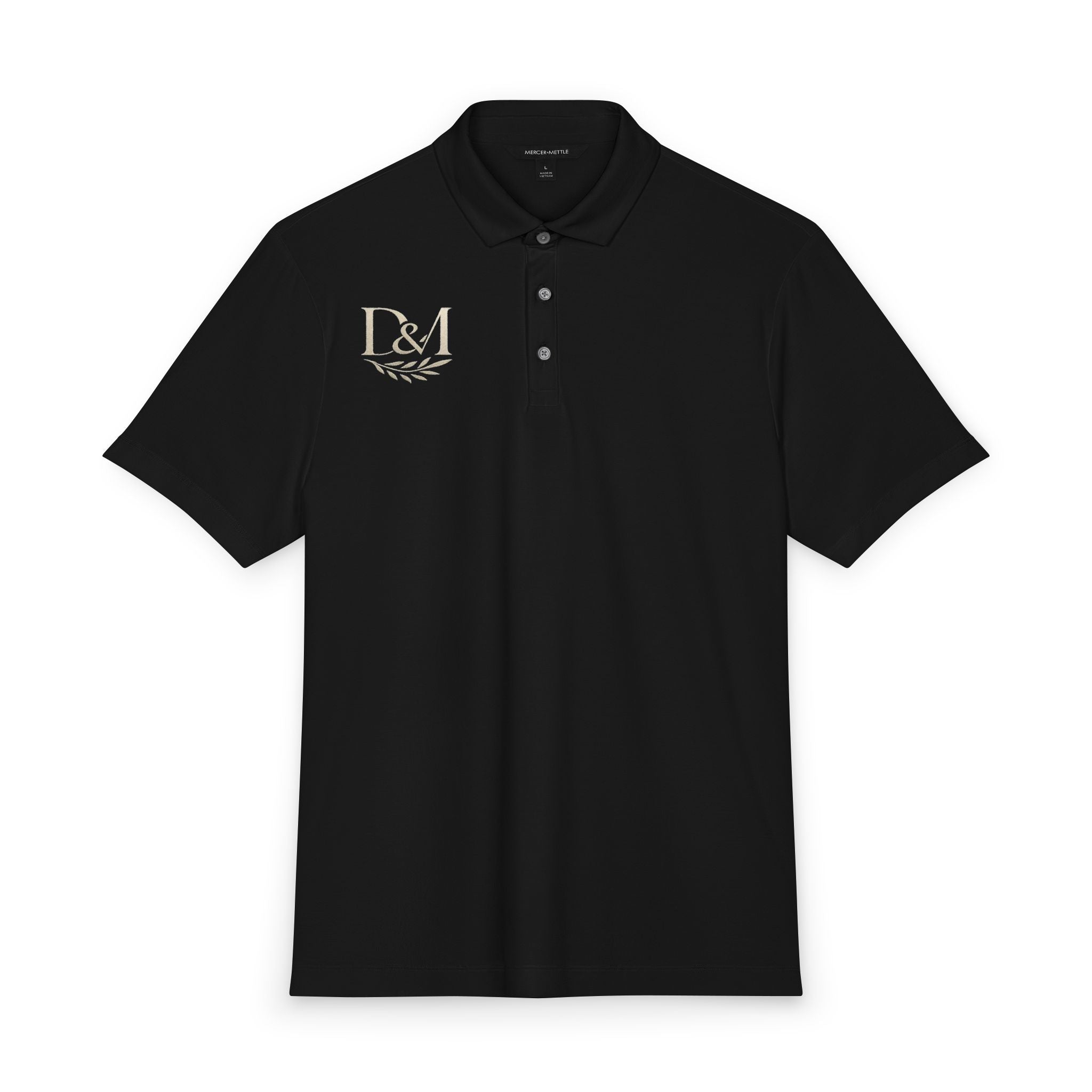 Men's White Stretch Jersey Polo with Gold Laurel Monogram