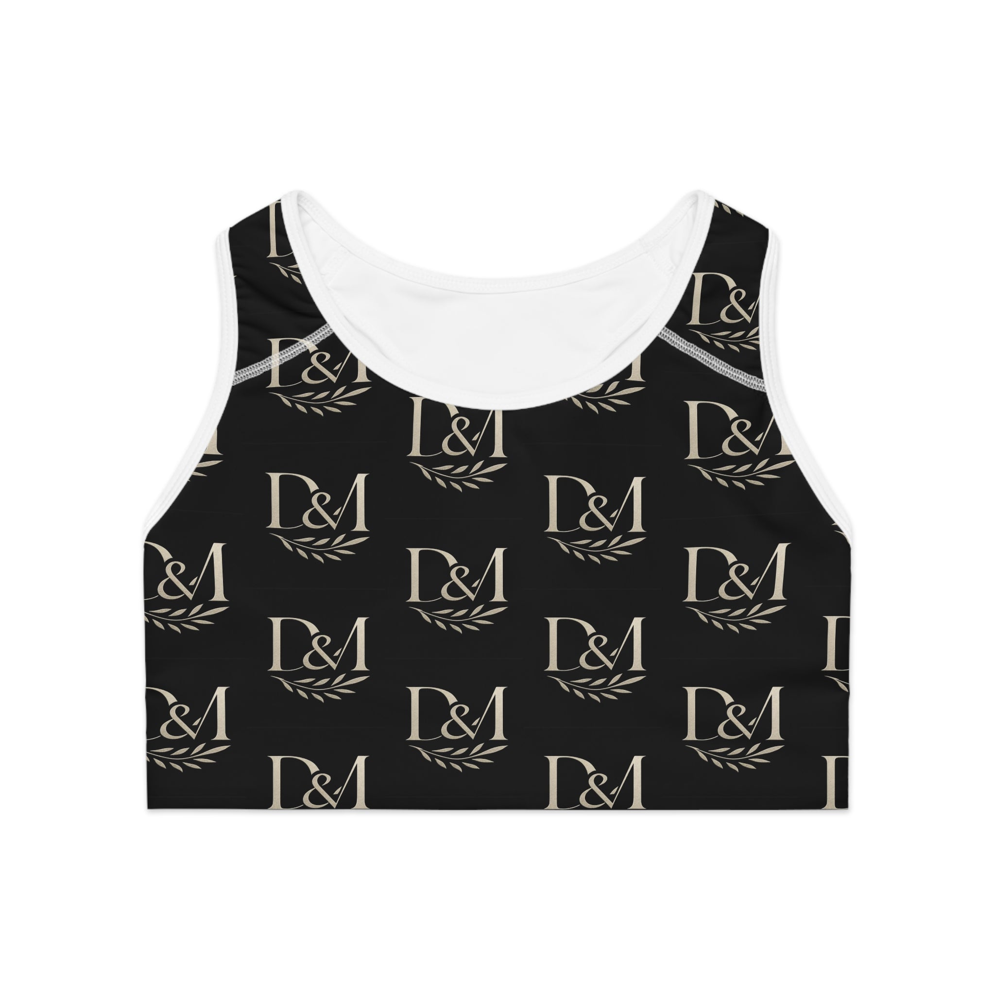 Monogram L&M Athletic Sports Bra — Black Repeat Logo Activewear