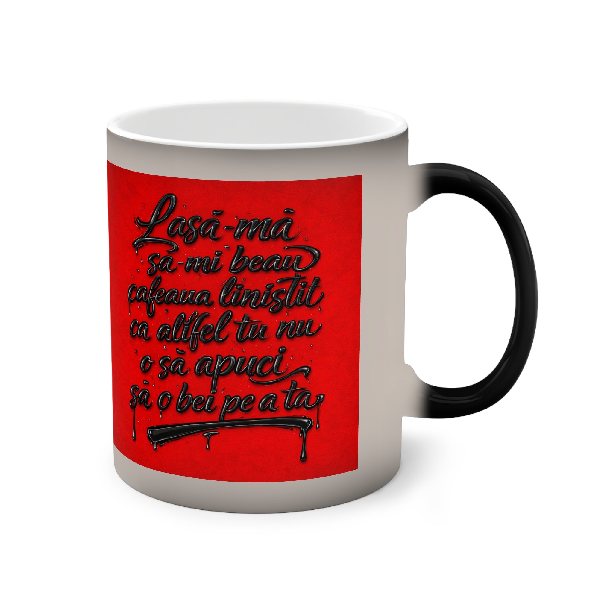 Color-Changing Mug — Gothic Red Handwritten Quote Heat Reveal, 11 oz