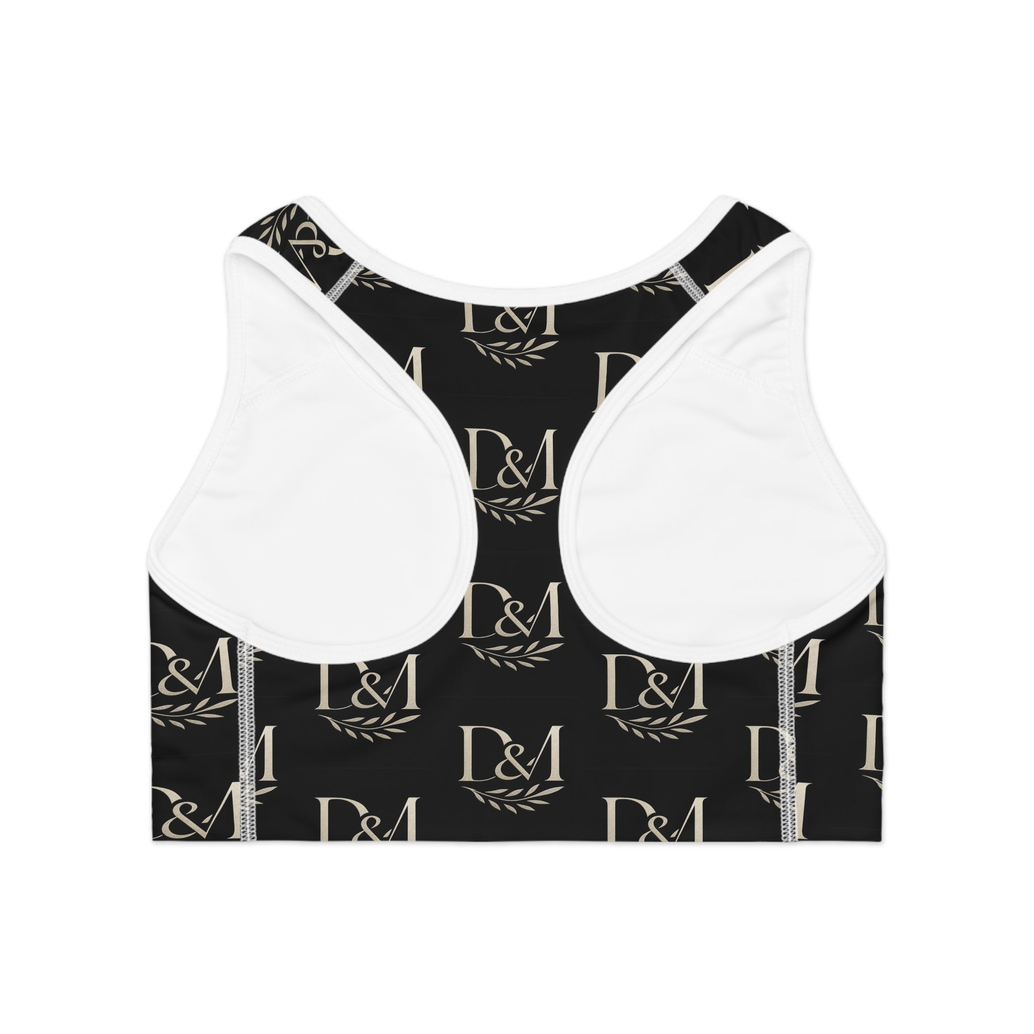 Monogram L&M Athletic Sports Bra — Black Repeat Logo Activewear